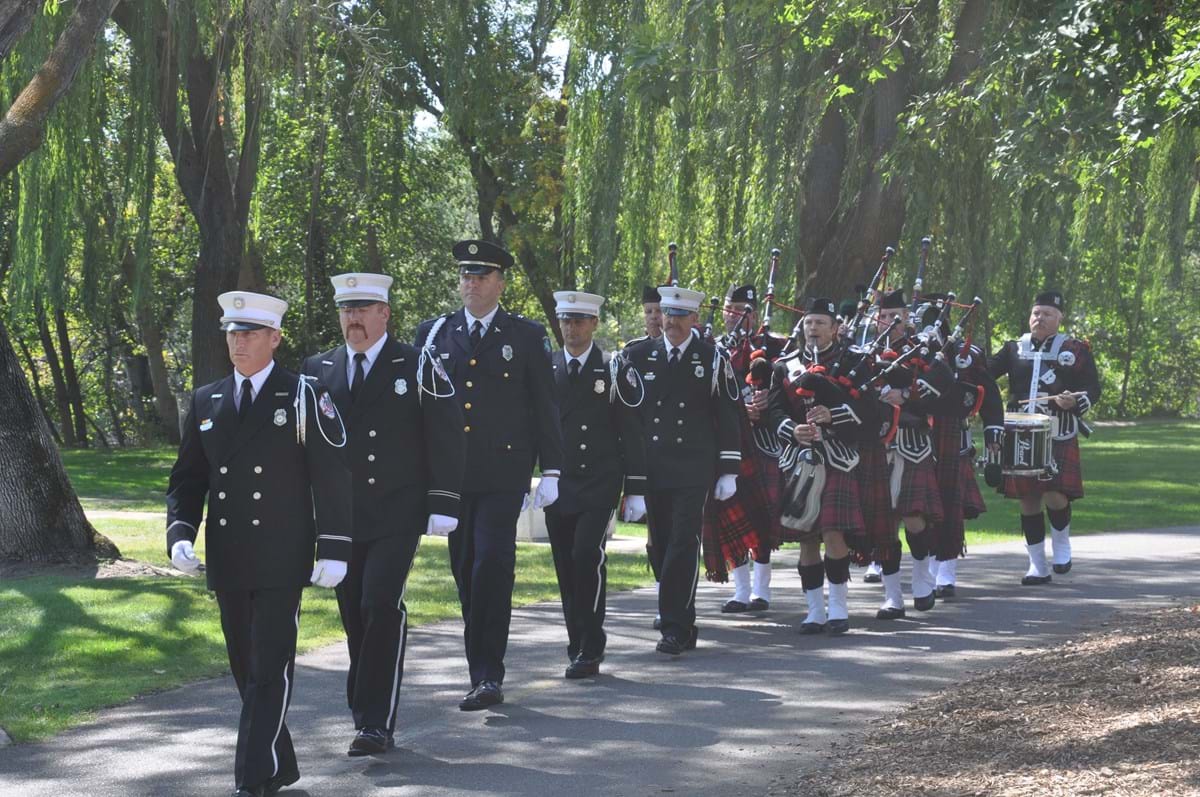Boise Fire Honor Guard marching down the Greenbelt