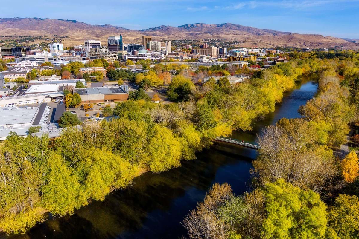 City of Boise skyline and the Boise River