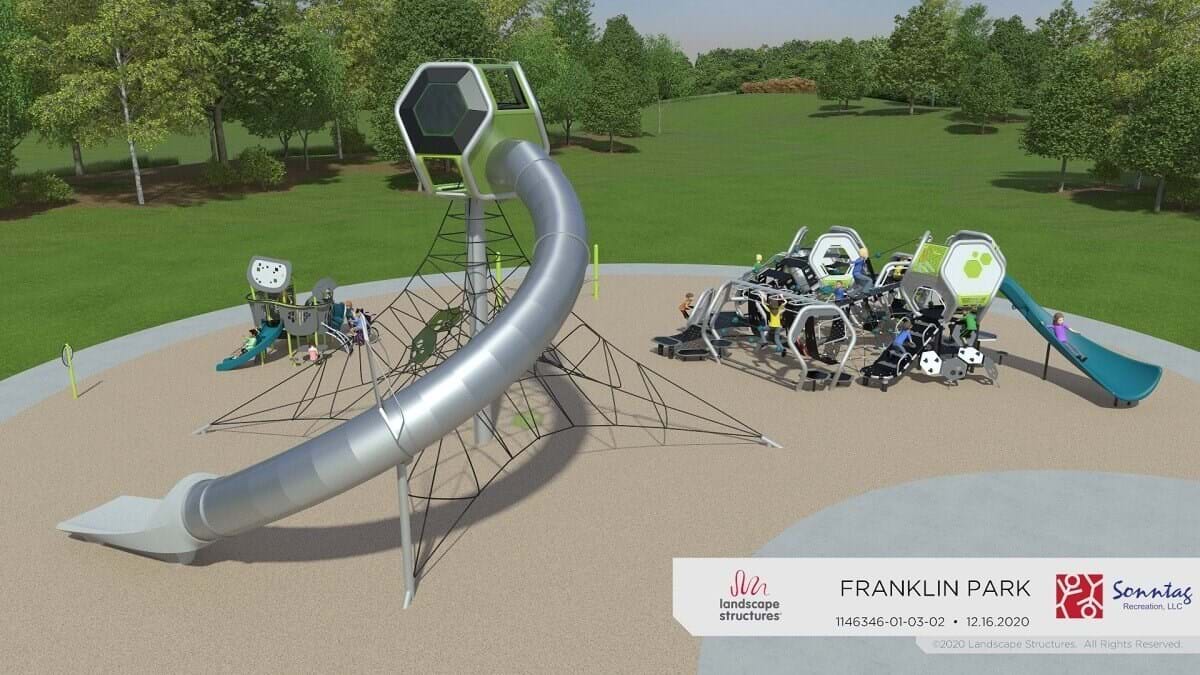 Drawing of playground equipment to be installed at Franklin Park.