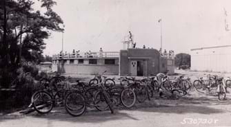 Bicycles outside south pool in the late 1950s.
