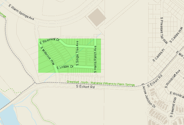 Map of proposed Residential Parking District. District boundaries are described in the page's text.