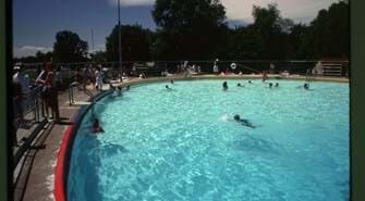 Kids swimming in south swimming pool in the summer