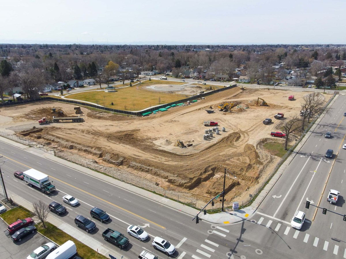 Aerial view of the MODA Franklin lot