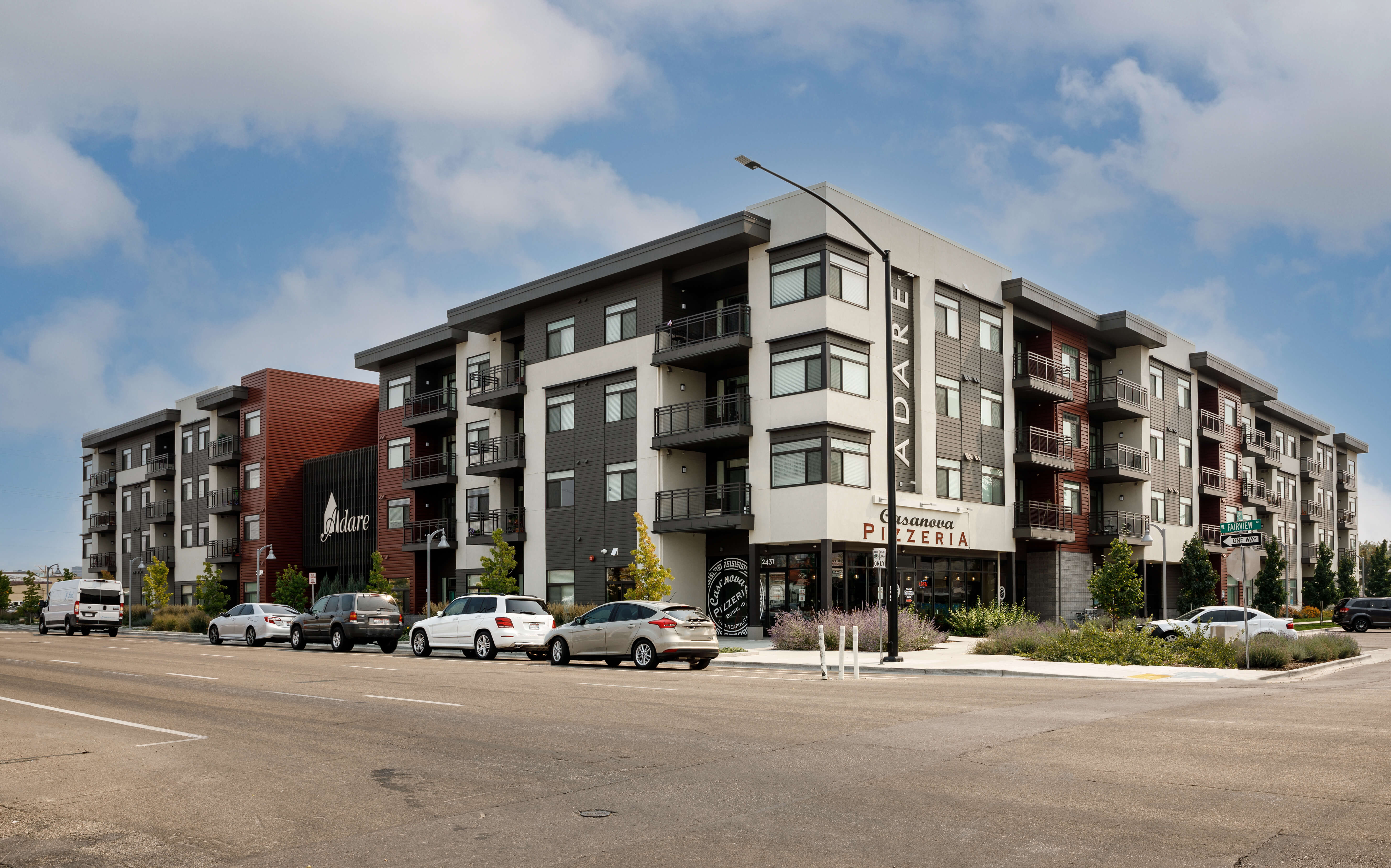 Adare affordable housing apartments with blue skies