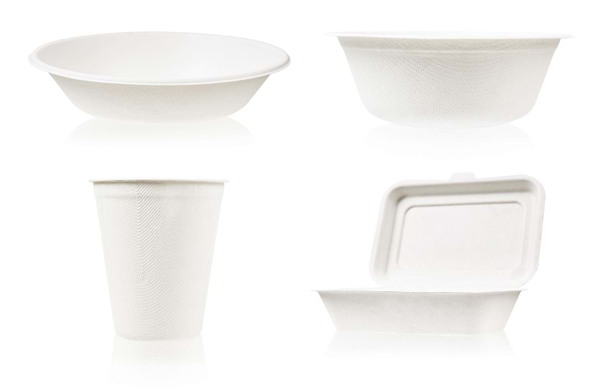 bowl, plate, cup and to-go compostable containers