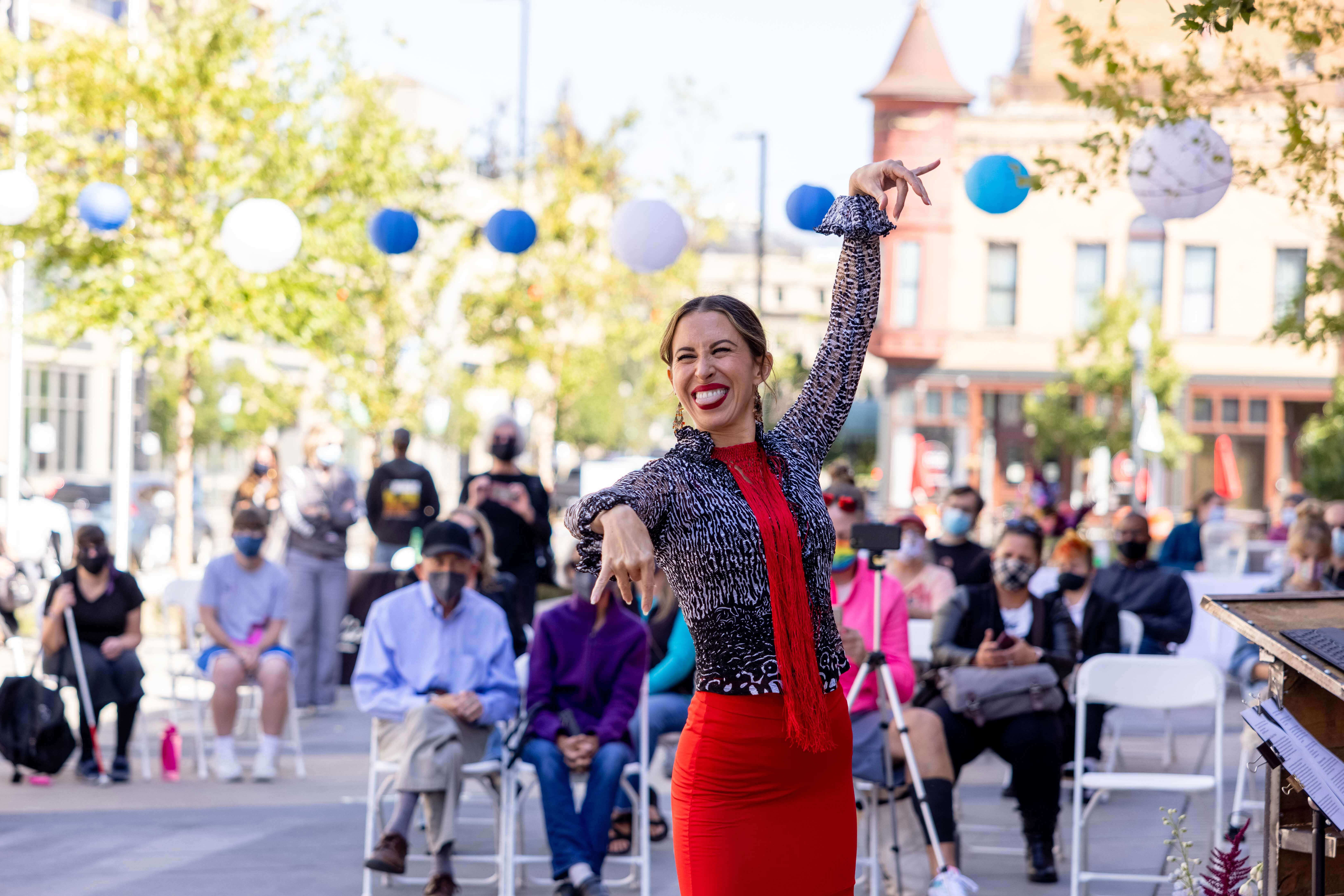 Female dancer performing on the City Hall Plaza