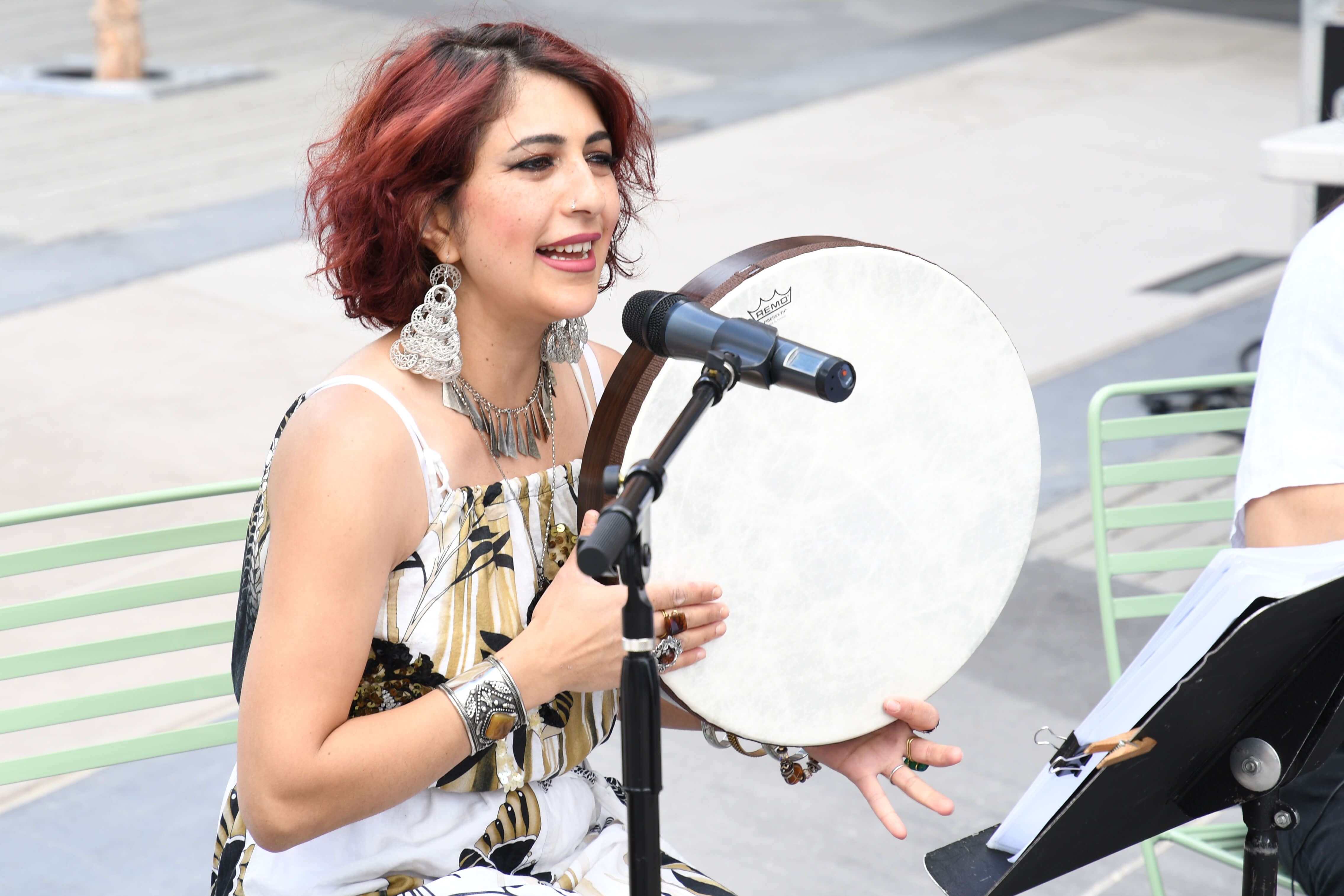 Woman playing an instrument