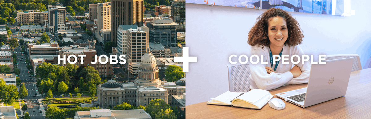 image of boise attached to image of girl at computer with words Hot Jobs + Cool People