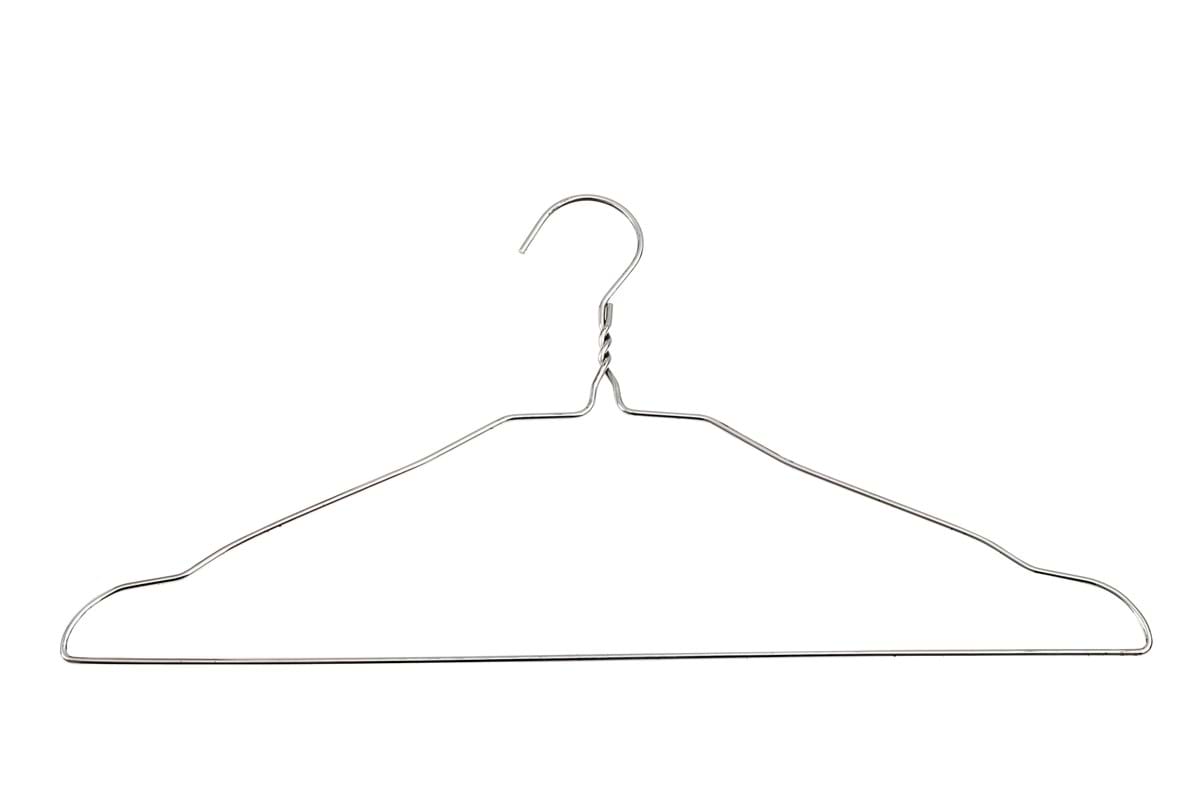 wire clothes hanger in front of white background