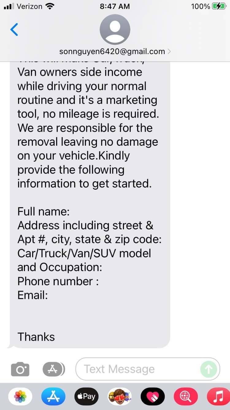 Scam text