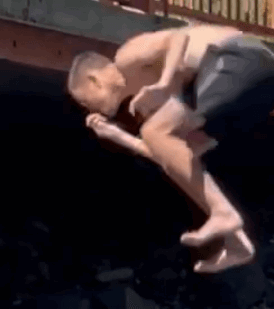 man jumping off baybrook bridge