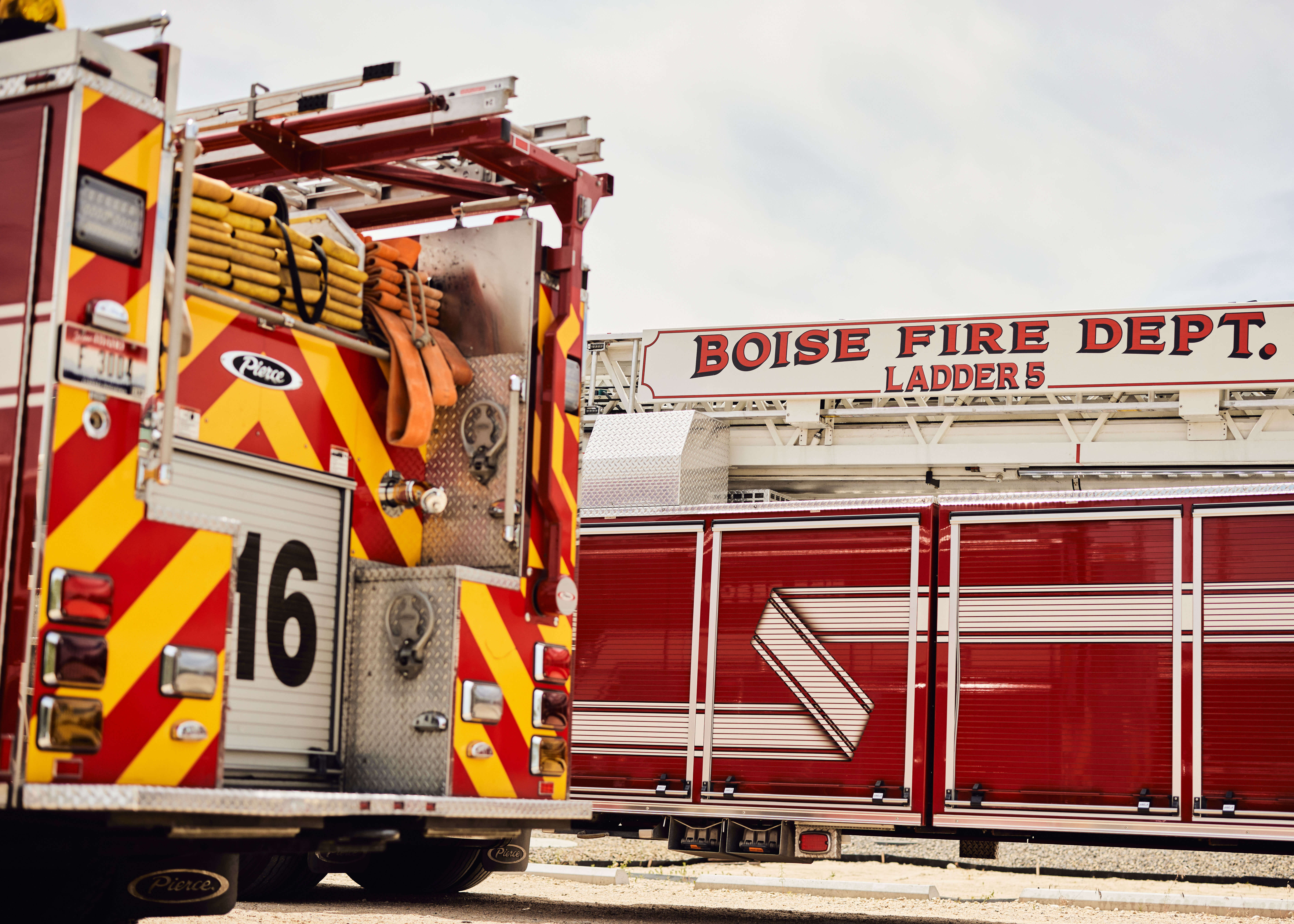 Fire engine 16 in front of another fire truck
