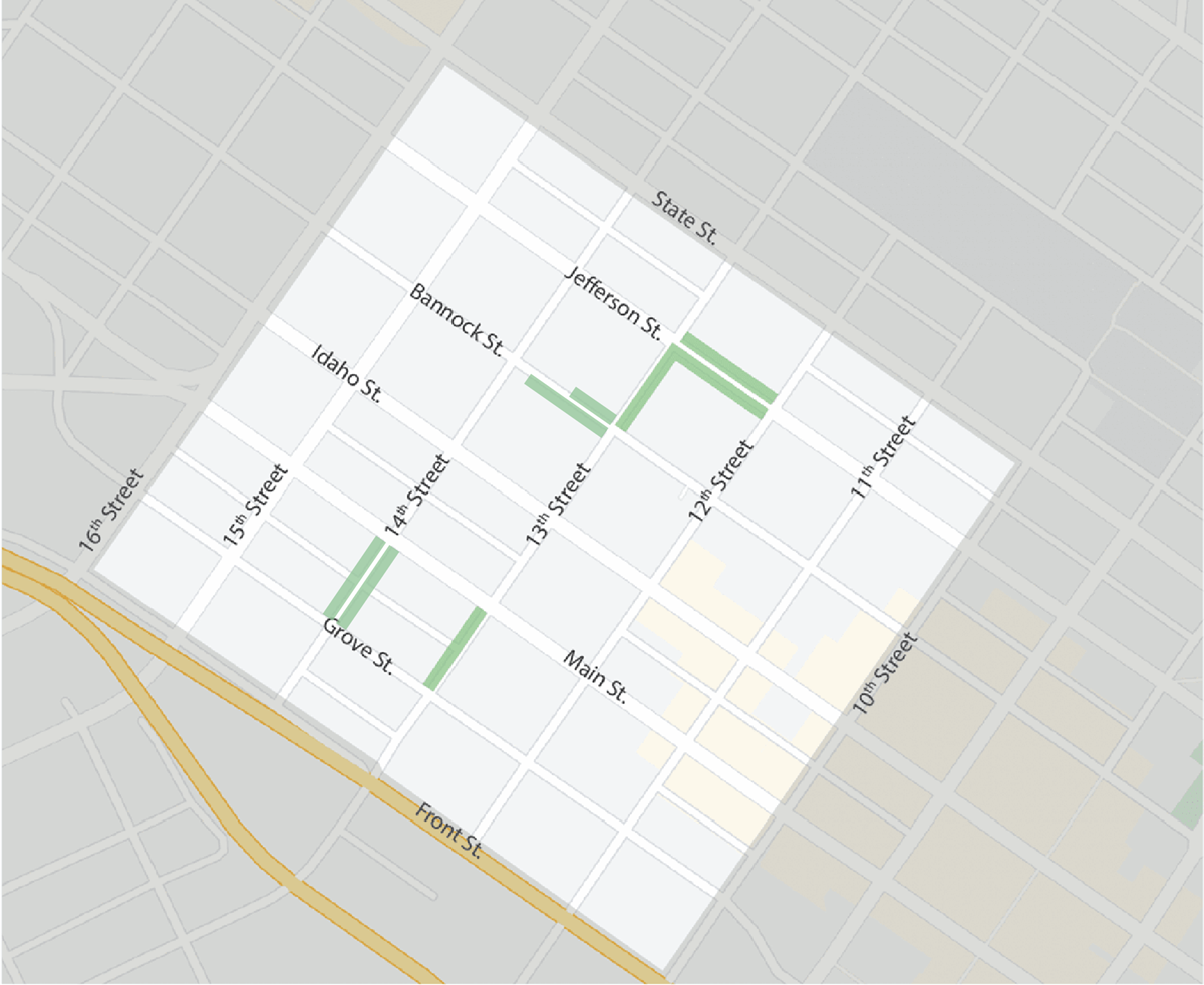 Map of west downtown where west E-Permits are required