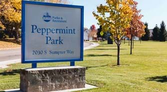 Peppermint park entrance sign