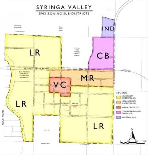 Syringa Valley Specific Plan Map including Sub-districts