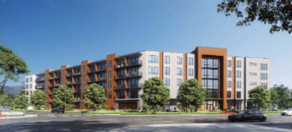 Rendering of exterior view of Wilson Station Apartments 