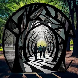 This black and white conceptual rendering tilted PASSAGE is by artist James Peterson (@artcontraptions), a large-scale sculpture planned for Redwod Park located at 2675 Shamrock St. in Boise's Ustick/West Valley neighborhood.
