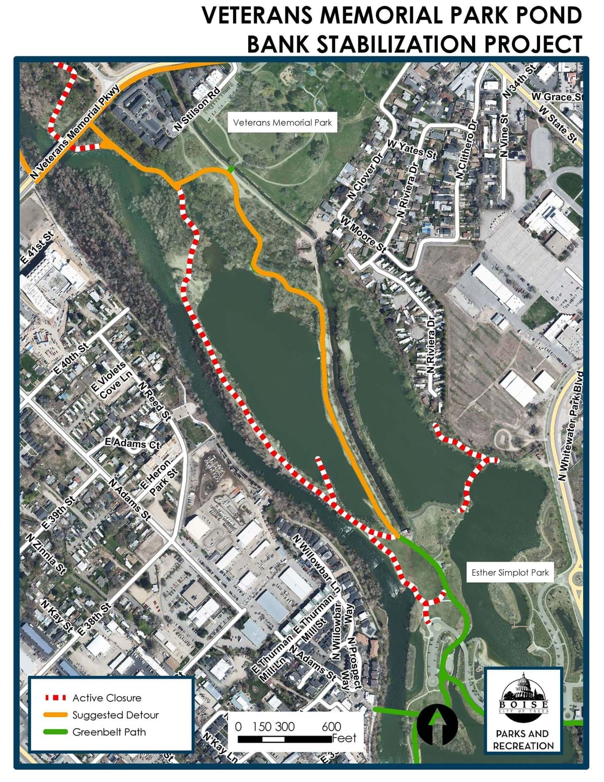 Veterans Memorial Park Pond Bank Repair & Stabilization Map