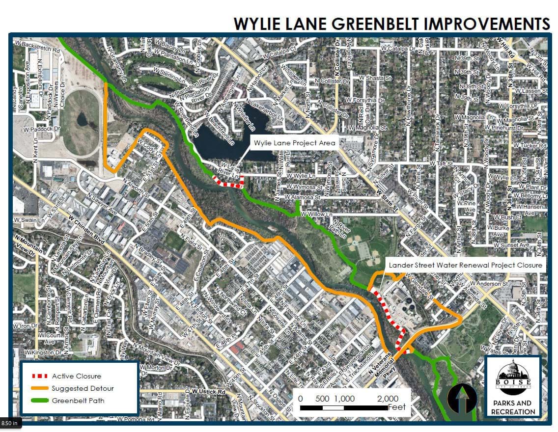 Map of Wylie Lane Greenbelt Improvements