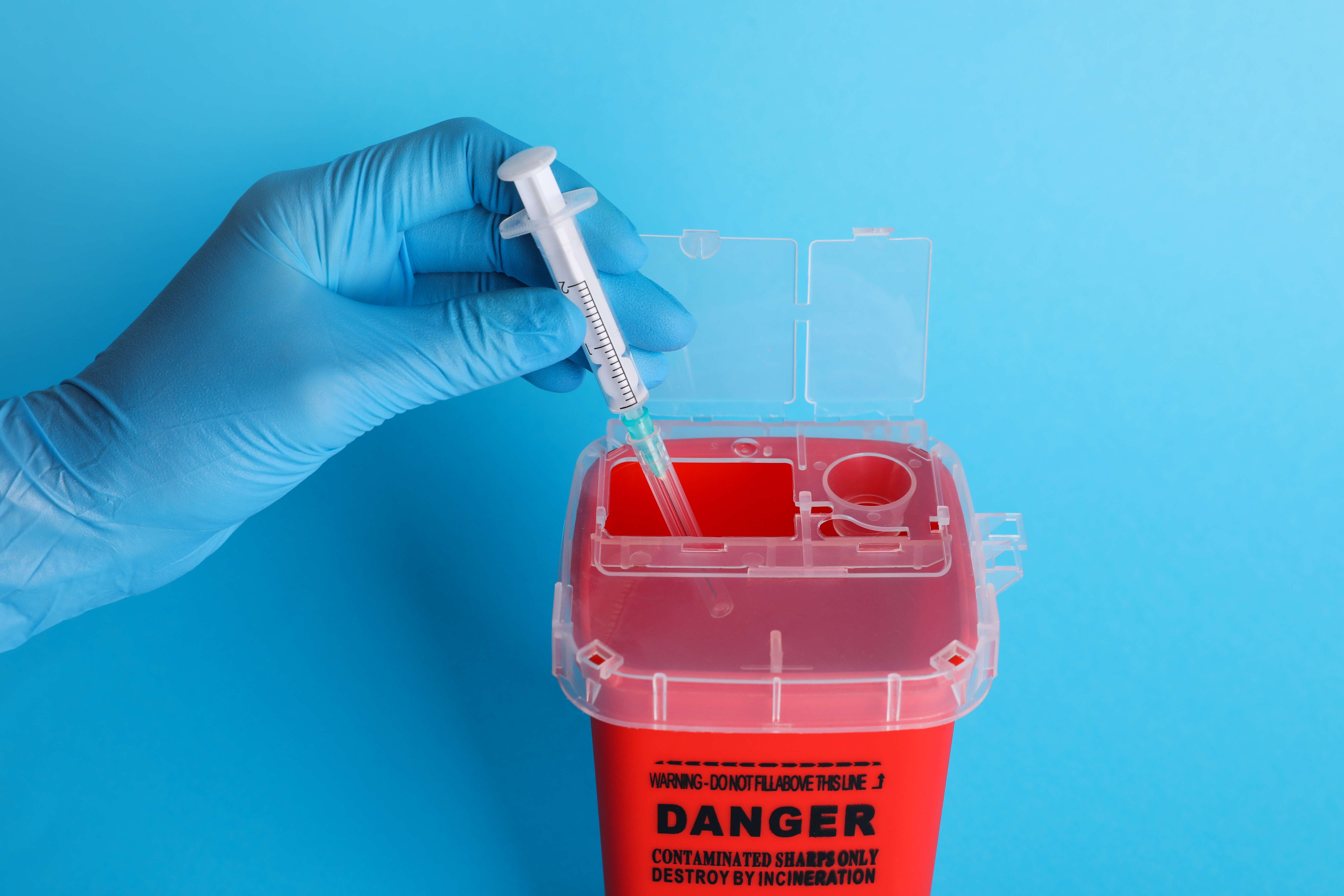 A box of full sharps