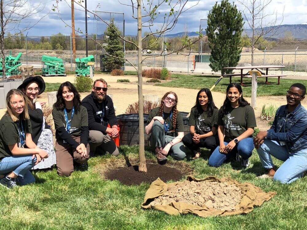 Youth Climate Action Council Group Photo with tree