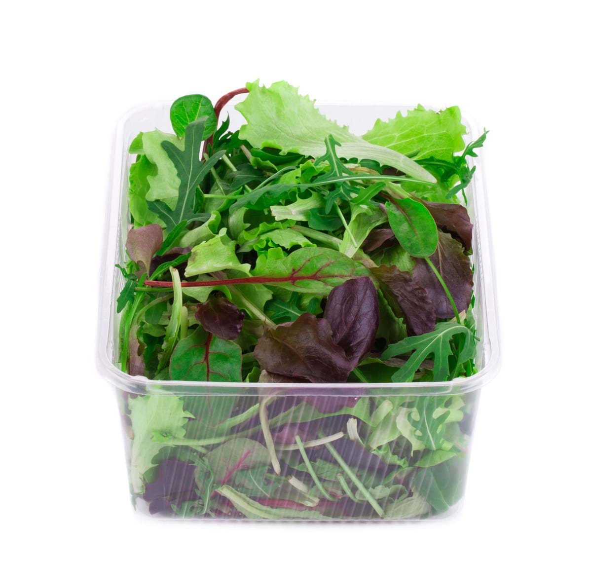 Salad in a plastic container