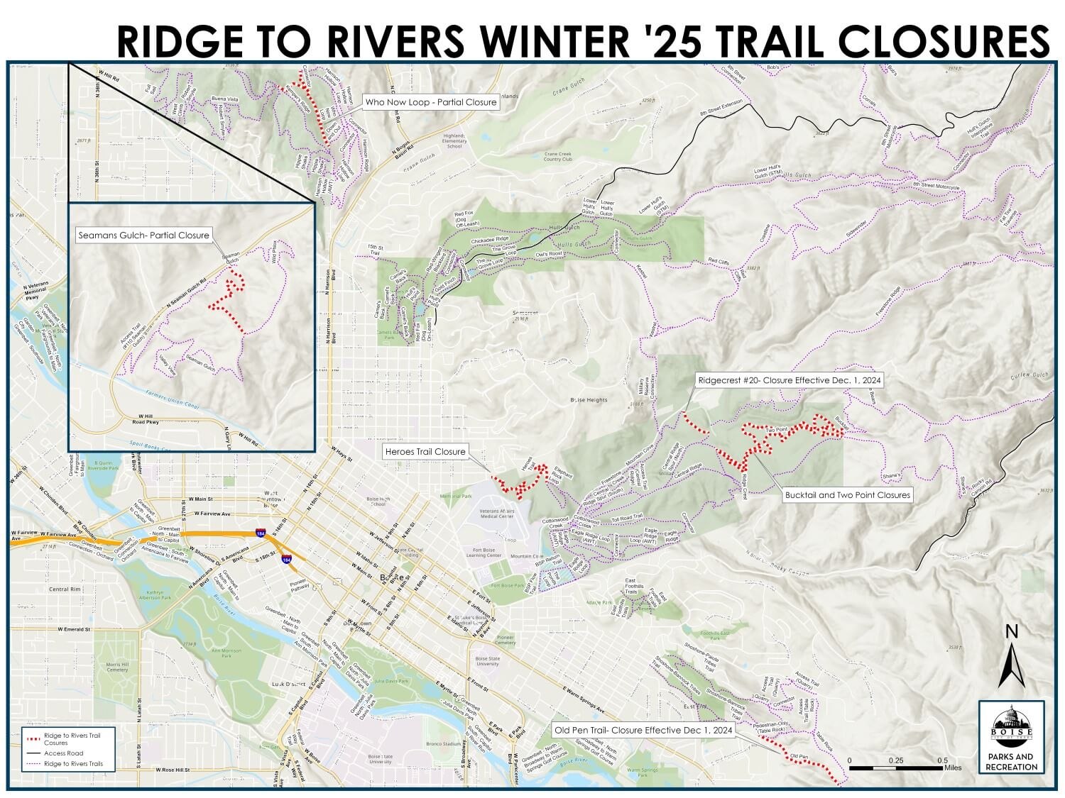 Ridge to Rivers Winter '25 Trail Closures