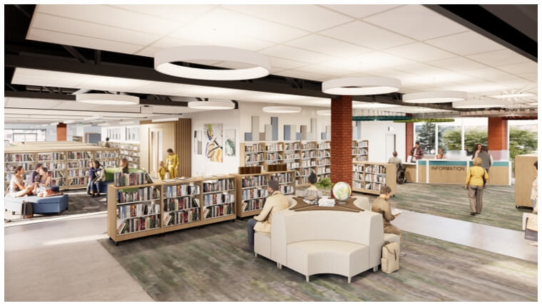 Artist rendering of Boise Public Library first floor.