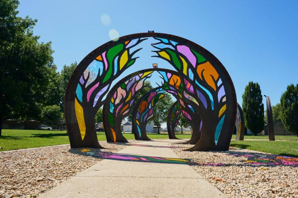 Public art piece in a park.