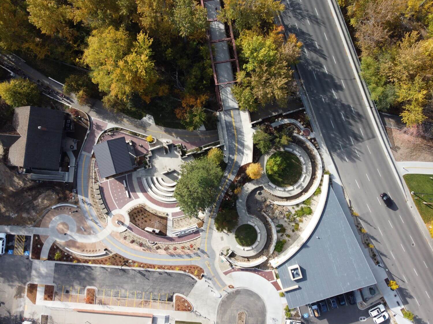 Idaho Anne Frank Human Rights Memorial arial view.