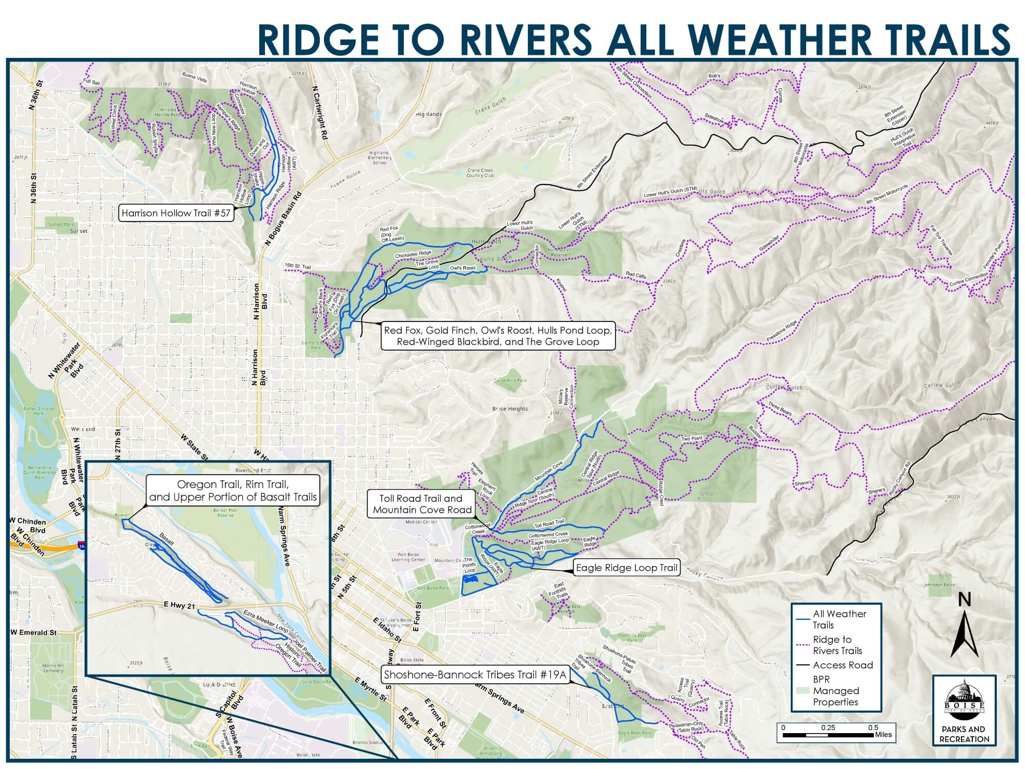 Ridge to Rivers All Weather trails map.