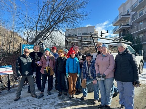 Tree wrapping at Golda Harris Nature Preserve Adopt-a-Habitat Volunteers Beers and Cheers