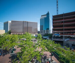 Grove Plaza and buildings in downtown Boise