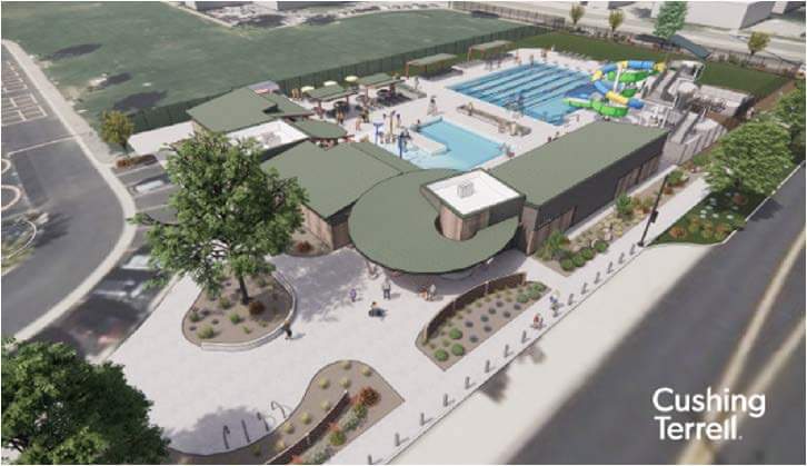 Artist conception of Whitney Pool arial view.