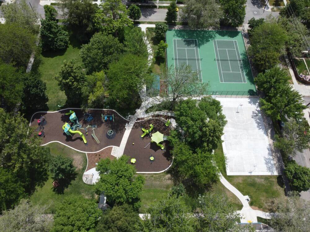 Fairview Park Playground aerial view.
