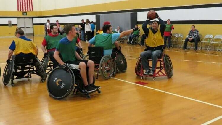 players playing wheelchair basketball