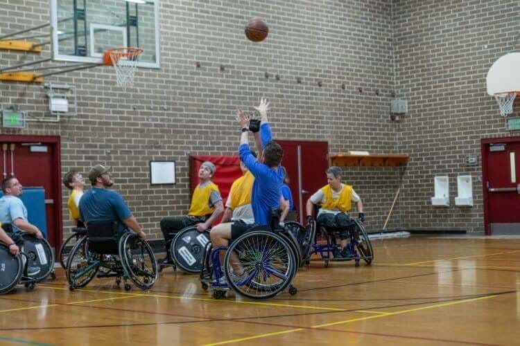 players playing wheelchair basketball