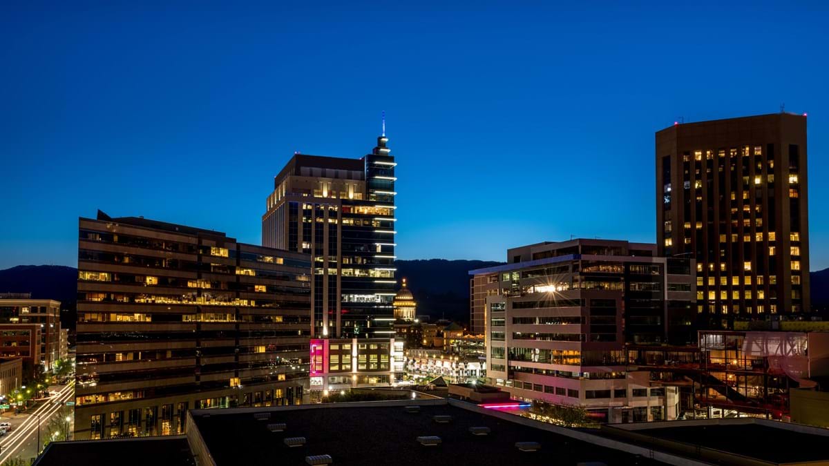Downtown Boise skyline at night