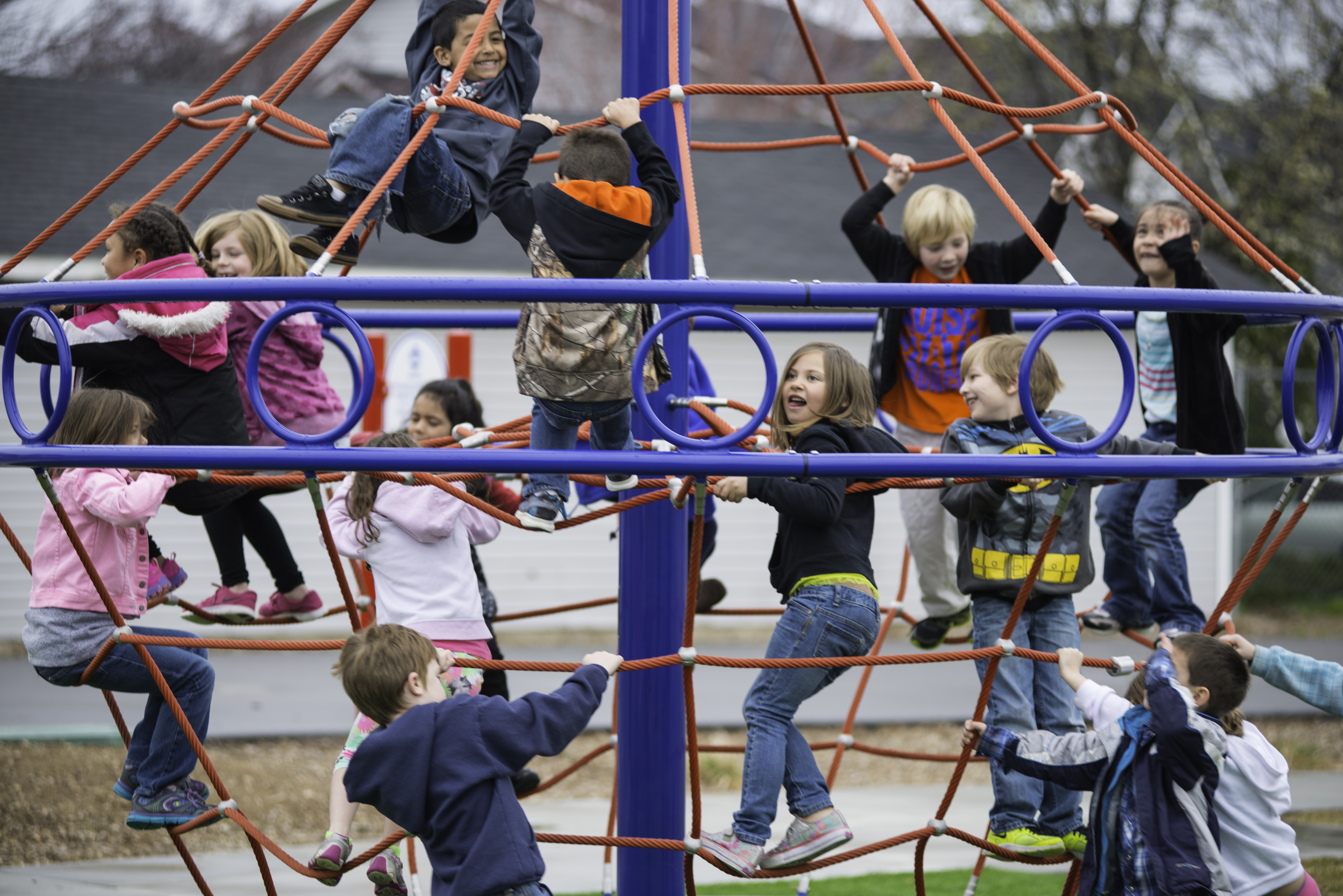 Children playing on an outdoor playground