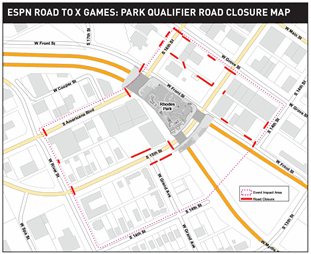 Map displaying the road closures