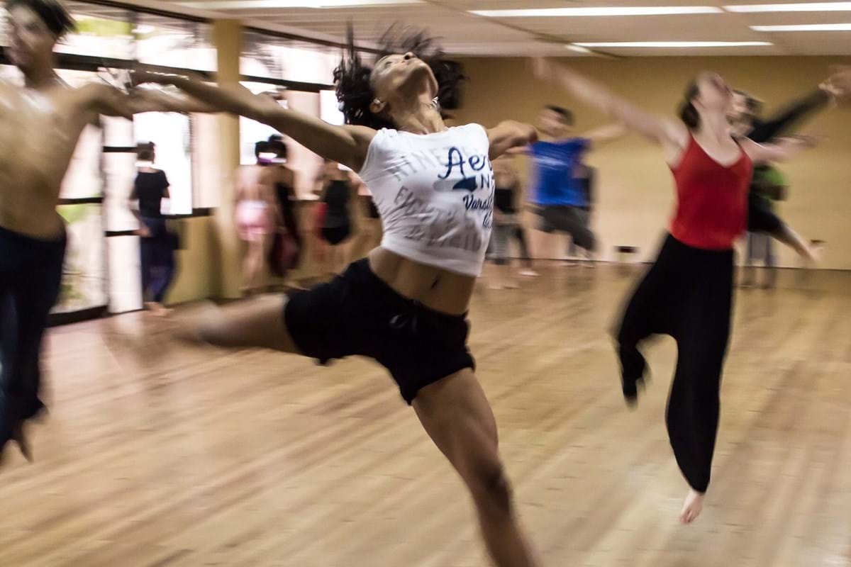 group of teens in dance class