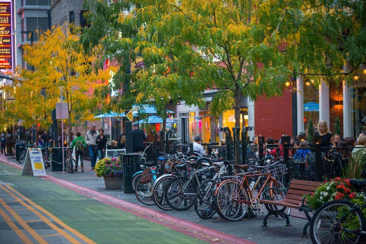 8th Street with bikes and customers